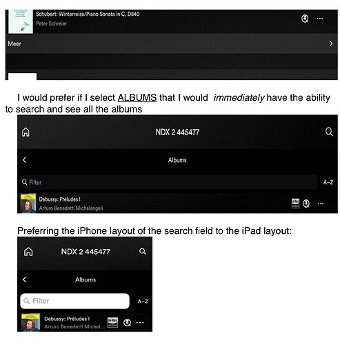 Eliminating 'More to filter Albums in App