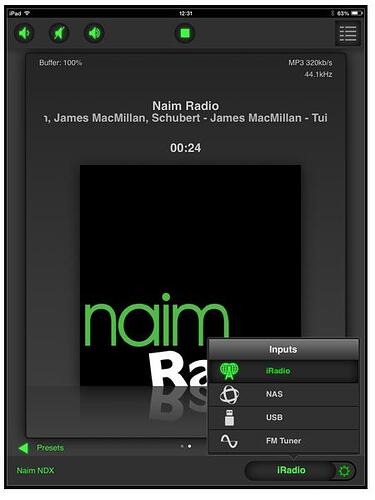 nStream showing iRadio & FM