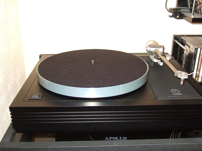 LP12 Bare Close-up with Tangerine plinth and Skorpion base Dec 2024