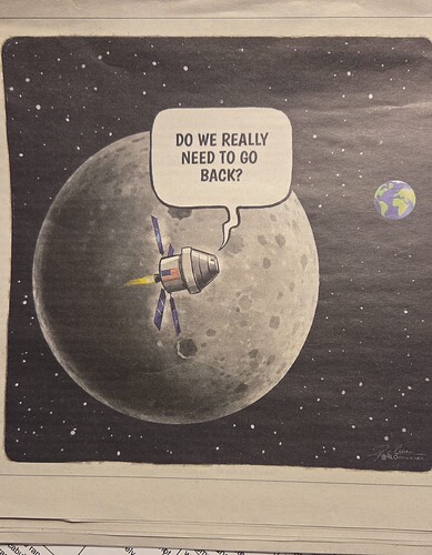 cartoon Artemis on dark side of the moon