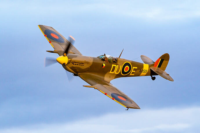 Shuttleworth Spitfire heading into the sunset