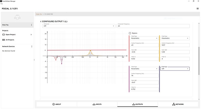 FN Manager Software for CI-102 Showing Example of Filter Gain Limit
