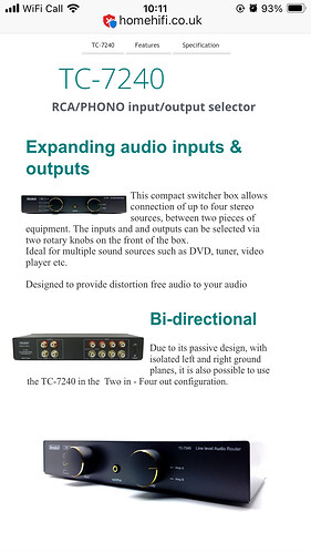 Beresford オーディオスイッチャー　セレクター　TC-7240 TC-7240 4-Way RCA Phono Line Amp Router Audio Switcher